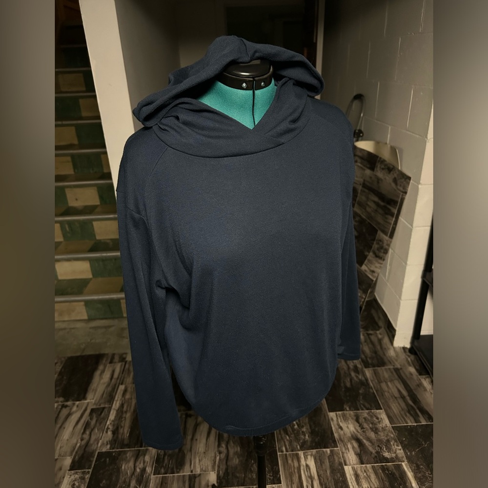 Helly Hansen Dark Blue Navy Hoodie Womens Size Large Tie Accent